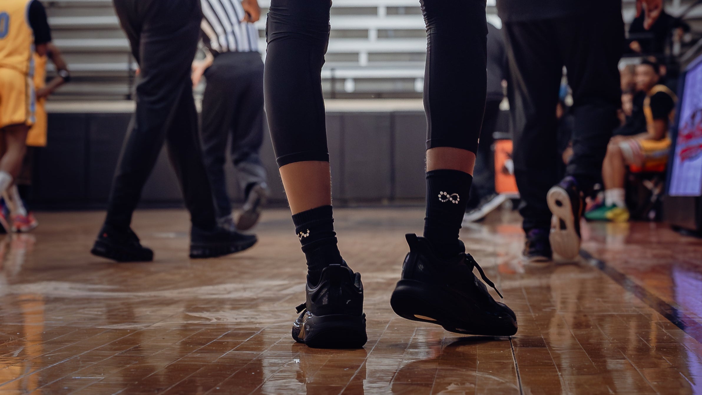 Pro-Tech Prime Performance Black Compression socks on Basketball Player
